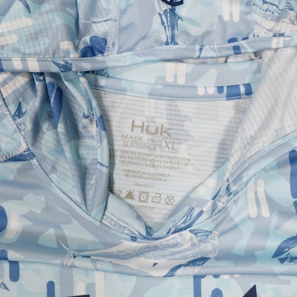 HUK Men's XL Gray Blue UPF50 Icon Performance Long Sleeve Hoodie Shirt BUNDLE - Picture 10 of 14